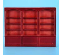 TIKATARER Dollhouse Accessoires de Maison de Poupée Mini Bibliothèque Vitrine pour Enfants échelle 1:12 en Bois Blanc ou Rouge Marron 9,1 X 7,0 X, Pouces (Rouge-Marron)