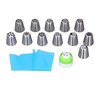 TIKATARER Ensemble de Douilles Russes, 14 Pièces, Outils de Décoration de Gâteaux avec Lisse, Idéal pour les Décorations de Gâteaux, Cupcakes, Fondants, Muffins