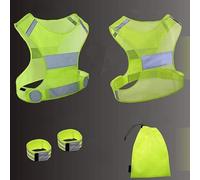 TIKATARER Gilet Réfléchissant, Jaune Fluorescent Highlight Reflective Strip Running Gite avec des Bandes de Bras Réfléchissantes et des Gilets de Course Réfléchissants à Sac en Maille pour la Nuit,