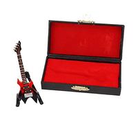 TIKATARER Guitare de Basse électrique, Mini Guitare en Bois Miniature avec Boîte Miniature électrique pour Ornement (Basse électrique à Coin aigu Rouge 10 cm)