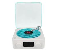 TIKATARER Haut-Parleur de Style Tourne-Disque, 3 en 1 sans Fil avec Veilleuse et Affichage de L'heure Haut-Parleur Bluetooth Vintage pour Filles Volume Fort Son Stéréo Portable (White)