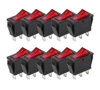 TIKATARER Interrupteur à Bascule, 10pcs Interrupteur à Brochette à Basculement Interrupteur Commutateur Rocker en Position de Lumière Rouge KCD3 Accessoires