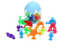 TIKATARER Jouets de Bain à Ventouse, Jouets de Bain à Ventouse Sensorielle pour Tout-Petits, Puzzles de Construction éducatifs avec Boîte de Rangement, Aident Les Enfants à Reconnaître Les Animaux