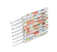 TIKATARER Kit de Crochet, Crochets à avec Kit de en Aluminium 8 Pc pour les Débutants pour la Couture (Petite fleur jaune)