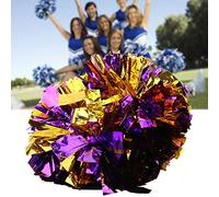 TIKATARER Lot de 2 Pompons de Pom-Pom Girl, Couleurs Métalliques Vives avec Bande Douce, Fabriqués en Matériau Pet, Légers et Durables avec Film Métallique, Idéaux pour Les Jeux Sportifs et Les
