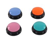 TIKATARER Lot de 4 Buzzers d'enregistrement Vocal, Buzzer de Réponse Enregistrable de 30 Secondes, Buzzer Sonore Clair pour Le Dressage des Animaux de Compagnie, Idéal pour Les Chats, Les Chiens, Les