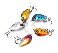 TIKATARER Lot de 5 Leurres de Pêche pour Truite Panfish, Mini Appâts Durs avec Yeux 3D, Hameçons Triples, Idéaux pour Les Enfants Débutants en Eau Douce