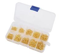 TIKATARER Lot de 500 Hameçons de Pêche en Acier au Carbone avec Design Spécial pour la Pêche en Eau Douce et en Eau Salée, 10 Tailles dans Une Boîte de Rangement en Plastique (Gold)