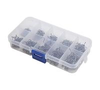 TIKATARER Lot de 500 Hameçons de Pêche en Acier au Carbone avec Design Spécial pour la Pêche en Eau Douce et en Eau Salée, 10 Tailles dans Une Boîte de Rangement en Plastique (Black)