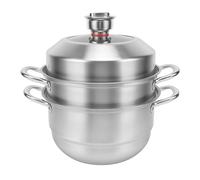 TIKATARER Marmite à Vapeur en Acier Inoxydable à 3 Couches, Marmite Multifonction épaissie de Grande capacité avec Minuterie pour Cuisinière à Induction et Cuisinière