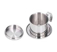 TIKATARER Mini Cafetière Portable, Filtre à café Vietnamien en Acier Inoxydable, Petit Pot Goutteur avec Piston à gravité, Idéal pour le café Moulu, Infusion Rapide à la Maison, en Voyage et en