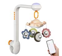 TIKATARER Mobile pour Berceau avec Projection D'étoiles, Jouet Rotatif à 360° à Volume Réglable, avec Musique Bluetooth, Anneau de Dentition sans Danger pour la Chambre de bébé (TM188)
