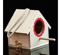 TIKATARER Nichoir à Oiseaux en Pin Durable à Suspendre pour Station d'alimentation de Jardin Extérieur, Halte de Repos en Bois de Paulownia avec Cordon Solide, Rouge Bleu Vert (Rouge)
