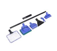 TIKATARER Outils de Nettoyage D'aquarium, Kit de Nettoyage D'aquarium 5 en 1, Grattoir pour Poissons en Verre, Brosse D'aquarium, Râteau à Gravier, Filet, Fourchette, éponge, Ensemble