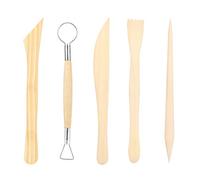 TIKATARER Outils de Sculpture de Corps en Bois avec Poignée en Bois, Trousse à Outils de Modélisation en Céramique pour Argile, Poterie et Artisanat Outils de Pâte à Modeler en Bois, 2