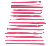 TIKATARER Outils de Sculpture en Argile, 14pcs Outils de Modélisation en Argile en Plastique Polymère d' de Sculpture d' de pour Façonner et Sculpter (Rose rouge)