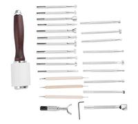 TIKATARER Outils d'estampage en Cuir, Kit d'outillage en Cuir en Bois et en Métal avec 20 Pcs Outils de Travail en pour la Sculpture en