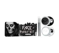 TIKATARER Peinture pour le Visage d'Halloween Blanche et Noire, Maquillage Crème avec Pinceau éponge, Idéal pour le Cosplay, le Maquillage SFX, les Fêtes Costumées de Clown et de Zombie