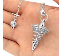 TIKATARER Pendule Spirituel en Métal, Pendule de Divination avec Chaîne, Idéal pour les Tests de Chakras, le Tantrisme de Guérison Spirituelle, 7,0 Pouces (WHITE)