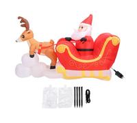 TIKATARER Père Noël Gonflable sur Son Traîneau avec Lumières LED Brillantes, en Polyester Imperméable 210t, Installation et Dégonflage Rapides pour Les Fêtes. Décoration de Noël (Prise UE 220-240V)