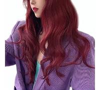 TIKATARER Perruque avec Frange, Perruques de à Ondes Longues avec des Cheveux Synthétiques de Cosplay avec Voir à Travers une Buccaire Curly Bang Wig pour les Femmes Datant de l'utilisation (WINE