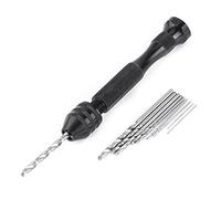 TIKATARER Pince à épingle à Main, Forage à Main à la Main Micro Drill Bit Set Mini Foret à Main avec 10 Bits de Forage en Acier à Grande Vitesse pour la Fabrication de L'art, le Travail