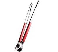 TIKATARER Pince de Cuisson en Acier Inoxydable, Pince à Aliments Robuste pour Barbecue avec Dents, Idéale pour Rôtir du Pain de Viande, du Steak, Passe au Lave-vaisselle, 25,5 Cm (rouge)