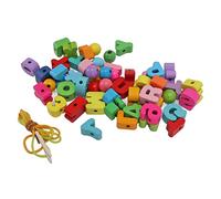TIKATARER Puzzle Alphabet en Bois, 51 Pièces de Perles de Laçage, Jouet d'apprentissage éducatif, Projets d'art et 'Artisanat de Bricolage, Outil 'Apprentissage Idéal pour Les Enfants