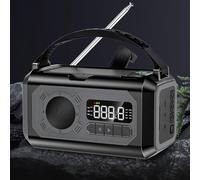 TIKATARER Solar Emergency Hand Crank Météo Radio Radio Auto-alimentée NOAA AM/FM/WB Portable Bank, SOS Alarm et Lampe de Poche pour Les Urgences Intérieures en Plein Air (Black)