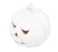 TIKATARER Support de Lumière de Citrouille Décoratif, Support de Lumière de Citrouille Fait à la Main, Sculptures Effrayantes, Décoration de Fête de Vacances en Résine Blanche pour Porche de Maison