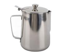 TIKATARER Tasse à café en Acier Inoxydable, Pichet à Lait avec Couvercle, Sûr et Durable, Ergonomique et Confortable Prendre en Main pour L'art du Latte (1000ML)