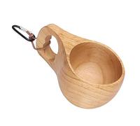 TIKATARER Tasse de Camp en Bois, Tasse à Boire en Grain de Bois Poli à la Main, à Poignée Unique avec un Design Durable, Idéale pour le café, le thé, le Lait et le Camping, la Randonnée, les Cadeaux