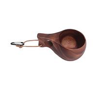 TIKATARER Tasse de Camp en Bois, Tasse à Boire en Grain de Bois Poli à la Main, à Poignée Unique avec un Design Durable, Idéale pour le café, le thé, le Lait et le Camping, la Randonnée, les Cadeaux