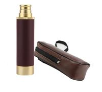 TIKATARER Télescope Pirate Rétro, Monoculaire Zoomable pour Camping, Randonnée, Bateau, Télescope Portable en Laiton Vintage avec étui en Cuir, Design Pliable Résistant à l'eau (25x30)