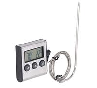 TIKATARER Thermomètre à Viande Numérique pour Four Grillade BBQ, Sonde de | Lecture ±1 °C, minuterie 99 min 59 secondes, sonde en acier inoxydable, écran LCD, dos magnétique