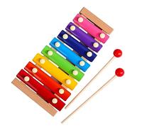 TIKATARER Xylophone pour Enfants 8 Tons, Glockenspiel en Bois avec 2 Maillets, Xylophone à Touches de Couleurs Vives avec un Son Clair, Idéal pour l'éducation Musicale et le Divertissement des