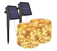 Tikawi x2 Guirlandes Solaires Extérieur 10m 100 LED Étanches IP65 - 8 Modes - Décoration Jardin Terrasse Balcon Noël Mariage