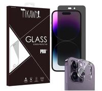 Tikawi x2 Verres trempés Anti Espion Iphone 14 Pro (6.1') [1 Ecran + 1 Caméra] Haute Protection 9H Avant + Arrière [Anti-traces] x2