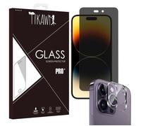 Tikawi x2 Verres trempés Anti Espion Iphone 14 ProMax (6.7') [1 Ecran + 1 Caméra] Protection 9H Avant + Arrière [Anti-traces] x2