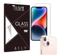Tikawi x2 Verres trempés Iphone 14 (6.1') [1 Ecran + 1 Caméra] Haute Résistance 9H Protection Avant + Arrière [Anti-traces] x2