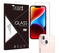 Tikawi x2 Verres trempés Iphone 14 Plus (6.7') [1 Ecran + 1 Caméra] Haute Résistance 9H Protection Avant + Arrière [Anti-traces] x2