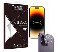 Tikawi x2 Verres trempés Iphone 14 Pro Max (6.7') [1 Ecran + 1 Caméra] Résistance 9H Protection Avant + Arrière [Anti-traces] x2