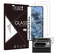 Tikawi x4 Verres trempés 9H Google Pixel 8 Pro (6.7"") [2 Ecran 2 Caméra] Haute résistance Protection Avant + Arrière [Anti-traces]