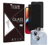 Tikawi x4 Verres trempés Anti Espion Iphone 14 Plus (6.7') [2 Ecrans + 2 Caméras] Résistance 9H Avant + Arrière [Anti-traces] x4