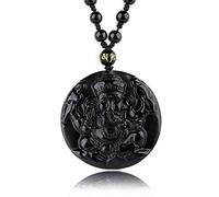 TIKCAUZ Collier en obsidienne noire avec pendentif de protection en cristal naturel avec corde réglable - Talisman porte-bonheur - Cadeau pour homme et femme, Obsidienne, Obsidienne