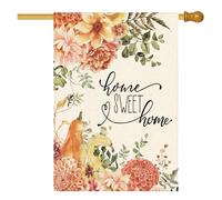 Tikeciti Drapeau de jardin « Dahlia Sweet Home » - 71,1 x 101,6 cm - Double face - Citrouille d'automne - En toile de jute - Grand drapeau de maison de campagne - Vacances saisonnières - Patio