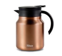 Tiken 1L Carafe Isotherme pour Café, Double Paroi en Acier Inoxydable, Maintient la Température pour Boissons Chaudes et Froides