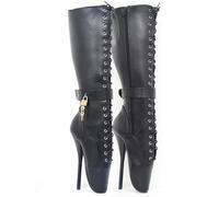 TIKENBST Ballet Bottes Bottes De Ballet Talon Aiguille Talons Hauts Sexy Plateforme Heelless Ballet Bottines Super Hautes,Black-42
