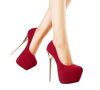 TIKENBST Talon Aiguille Talons Hauts 16CM Grande Taille Pole Dance Shoes Cosplay,Red-41