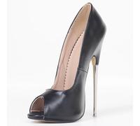 TIKENBST Talon Aiguille Talons Hauts 18CM Super High Heels Fish Mouth Metal Stiletto Heel,Matte-black-44